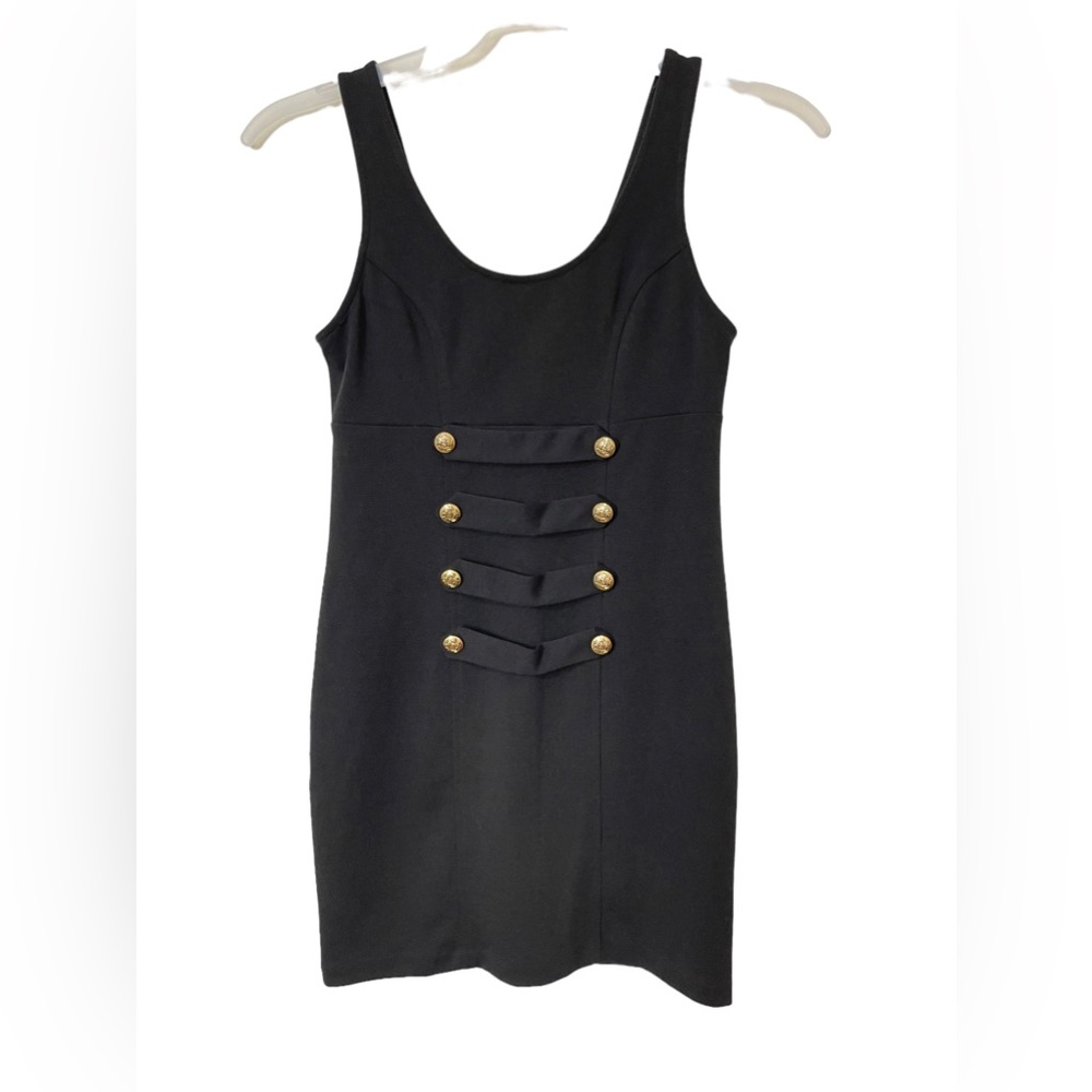 Silence & Noise Anthropologie Womens Black Tank Mini Dress Button Accent Size S